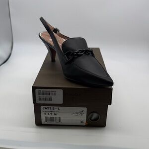 Paolo Black Chain Slingback Heels